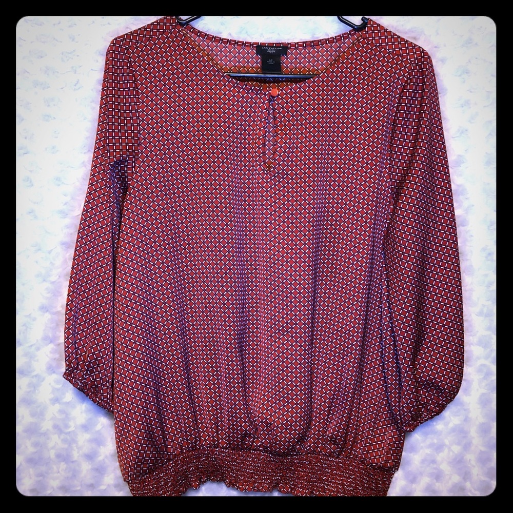 🌴Ann Taylor 3/4 Sleeve Blouse W/Key Hole Size LP